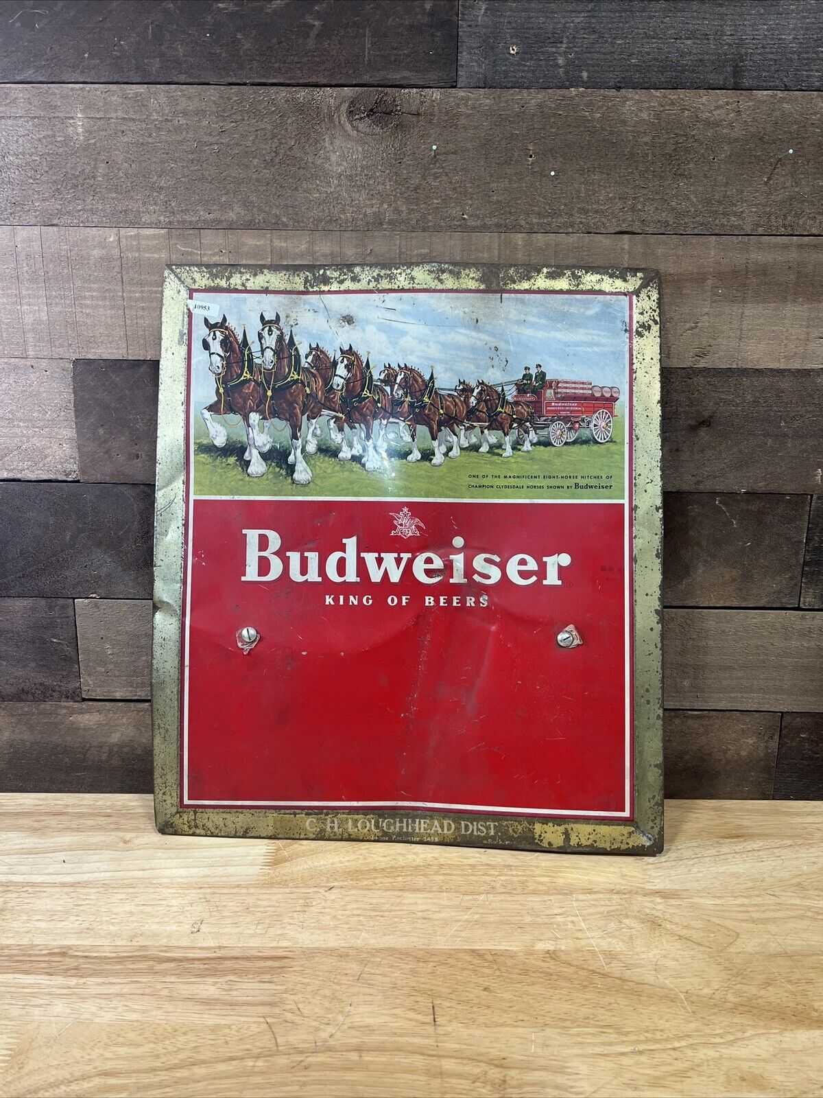 Vintage Budweiser Metal Advertsing Sign 17”