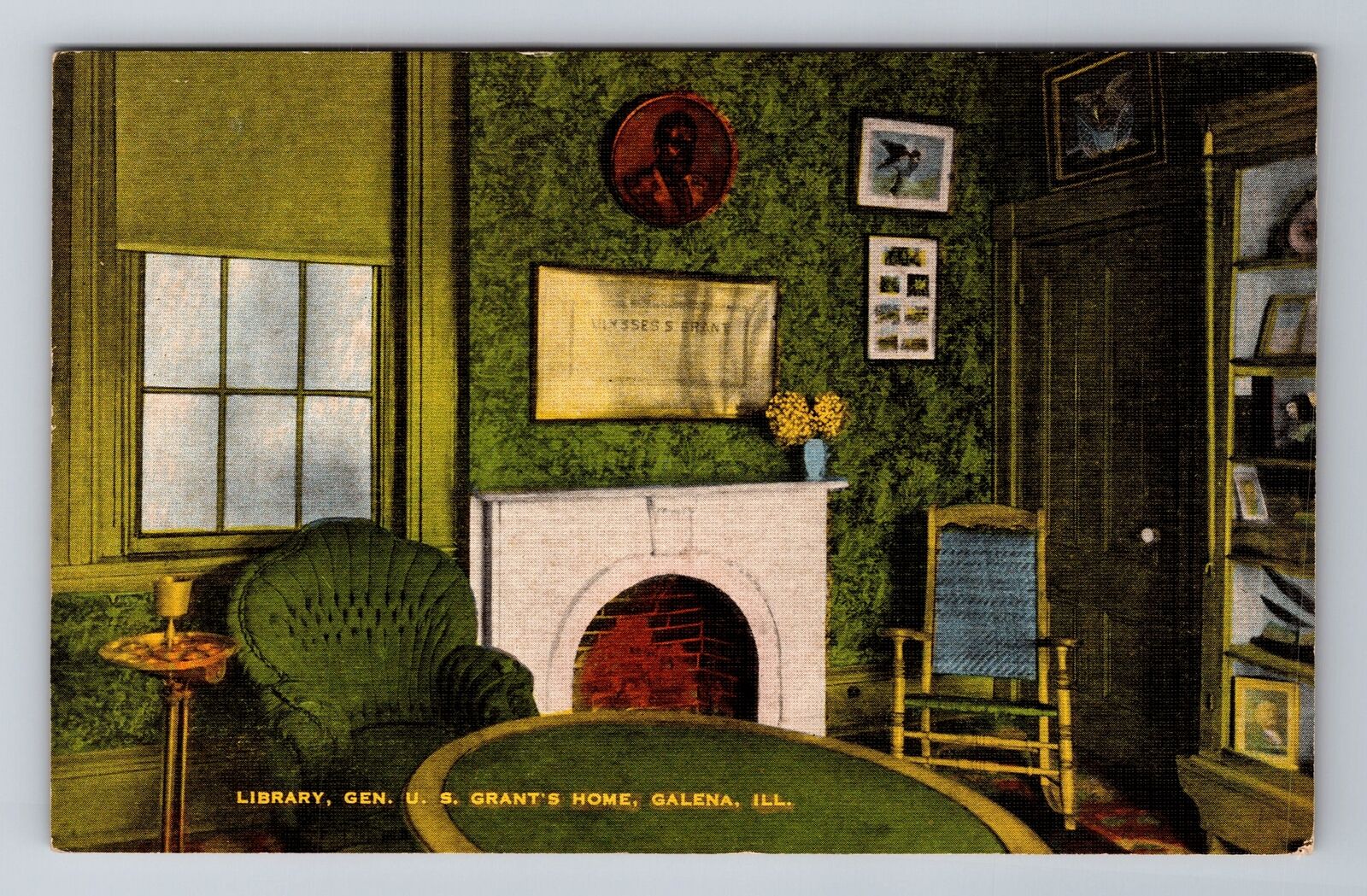Galena IL-Illinois, Library of Gen. U.S. Grant\'s Home, Vintage Souvenir Postcard