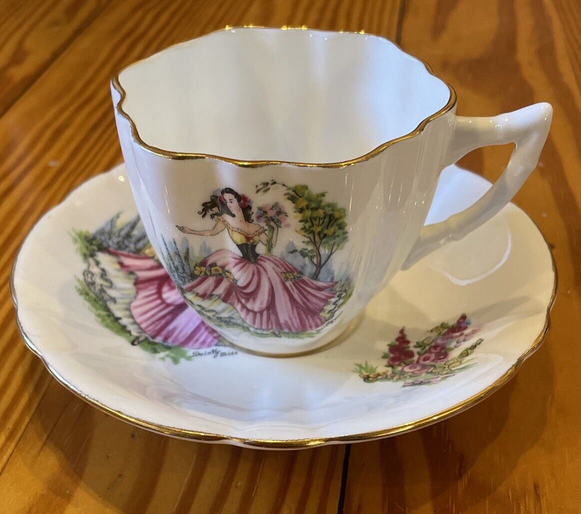 Vintage RARE Clarence Bone China England “Dainty Miss” Cup & Saucer