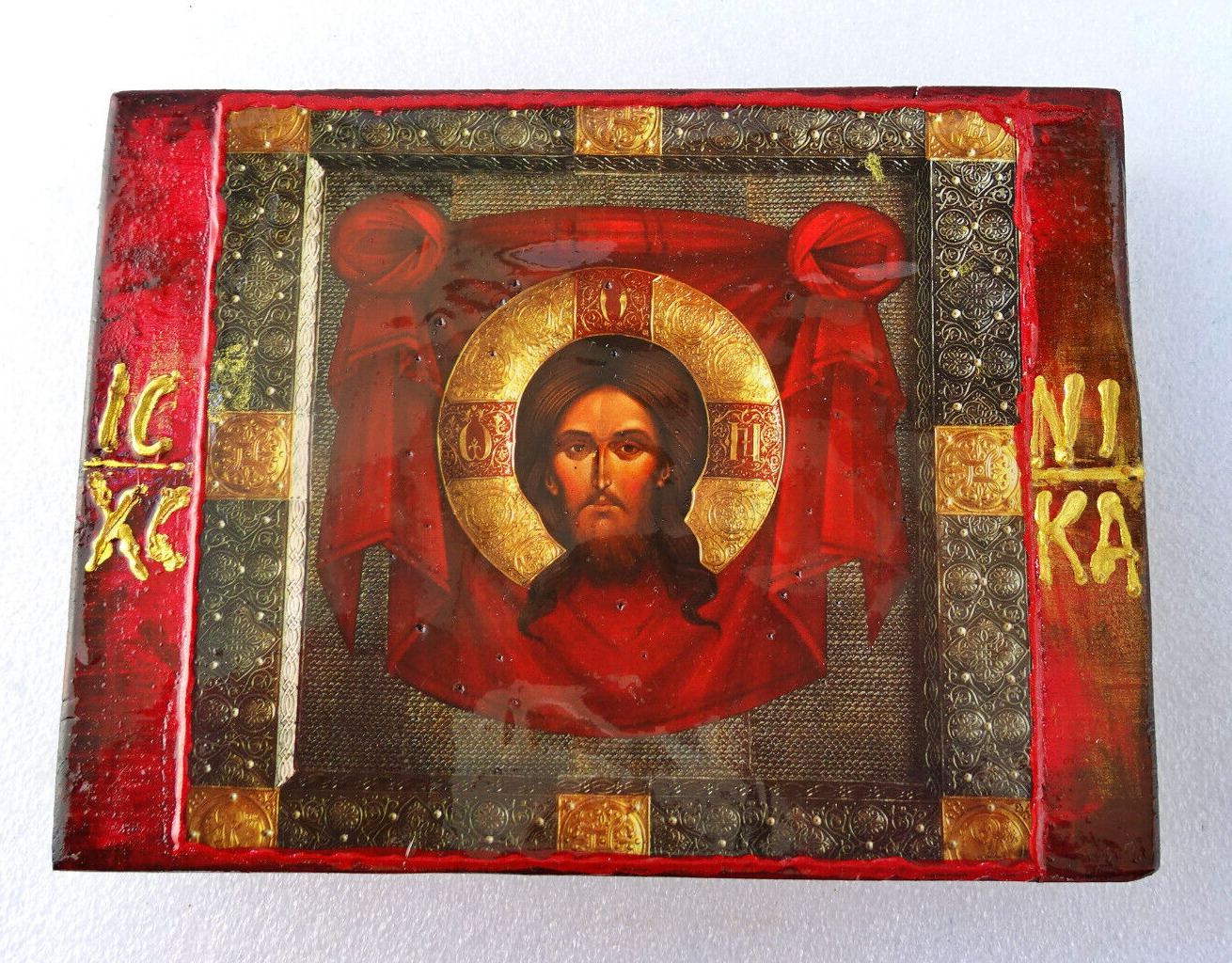 Handmade Orthodox icon (paper)Face of Jesus Christ NOH5