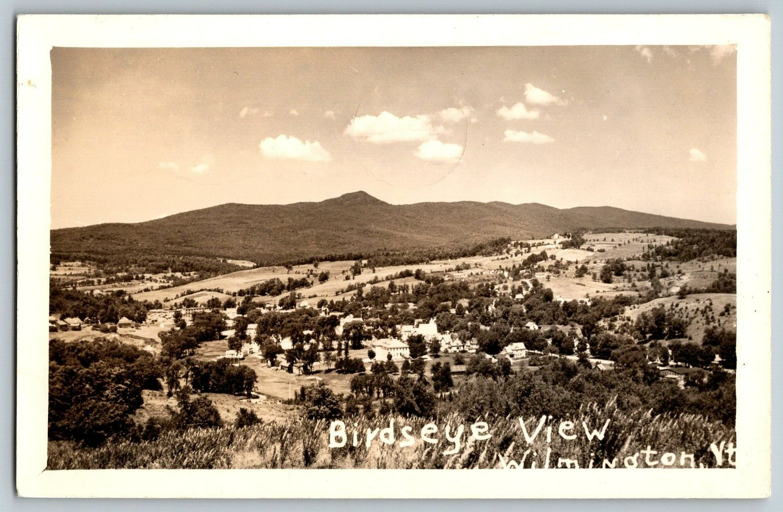 RPPC Vintage Postcard - Wilmington, Vermont VT - Birds Eye View - Posted 1942