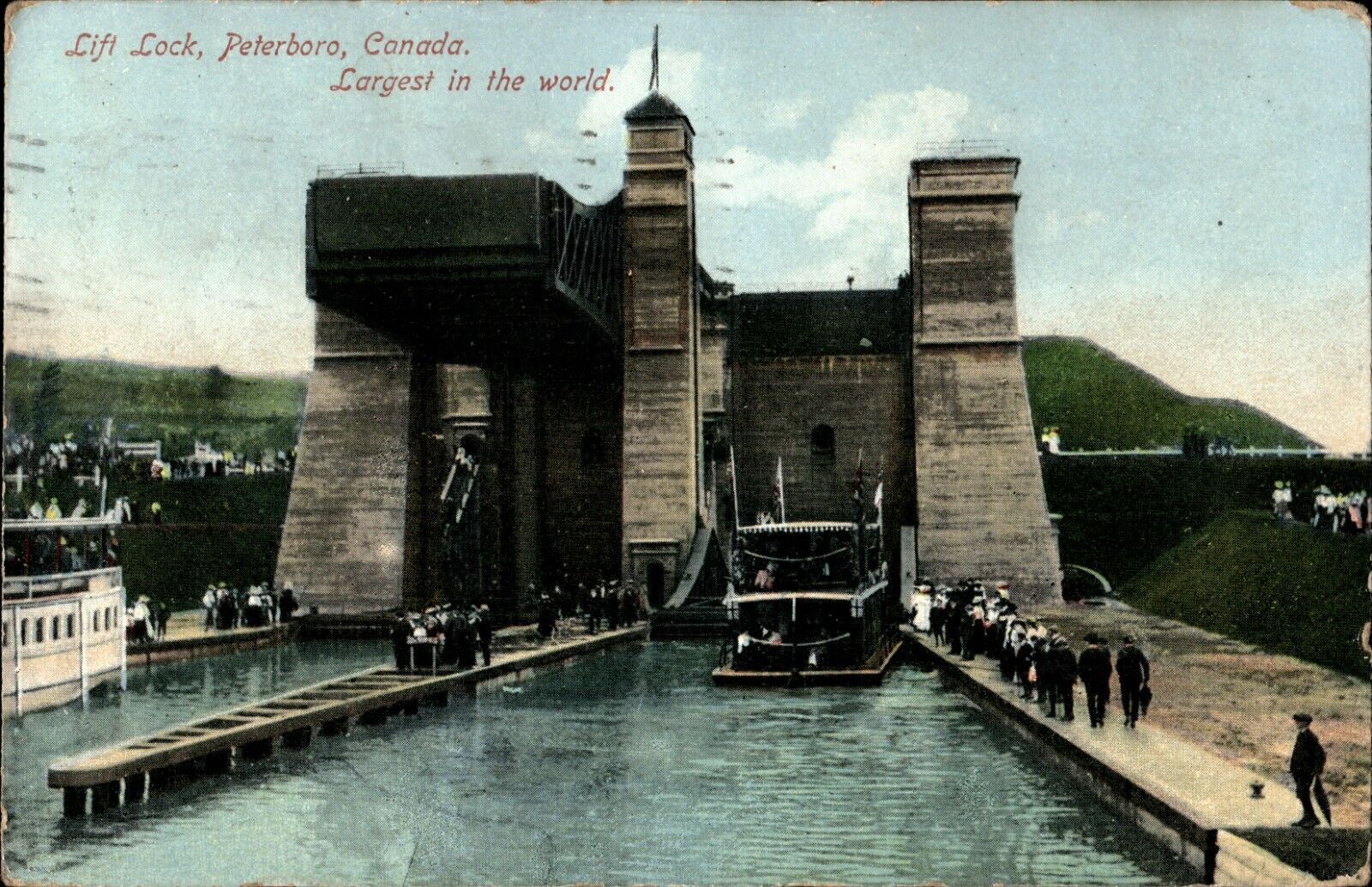 VTG Lift Lock Peterboro Canada Postcard 1910 Post Marked Largest in the World