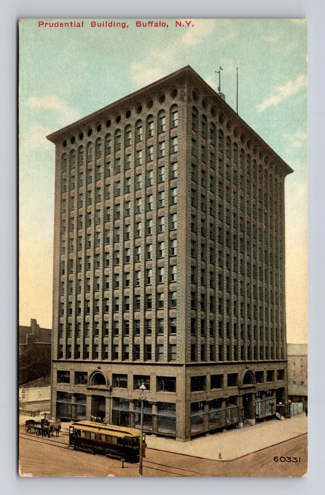 Buffalo NY-New York, Prudential Building, Antique Vintage Souvenir Postcard
