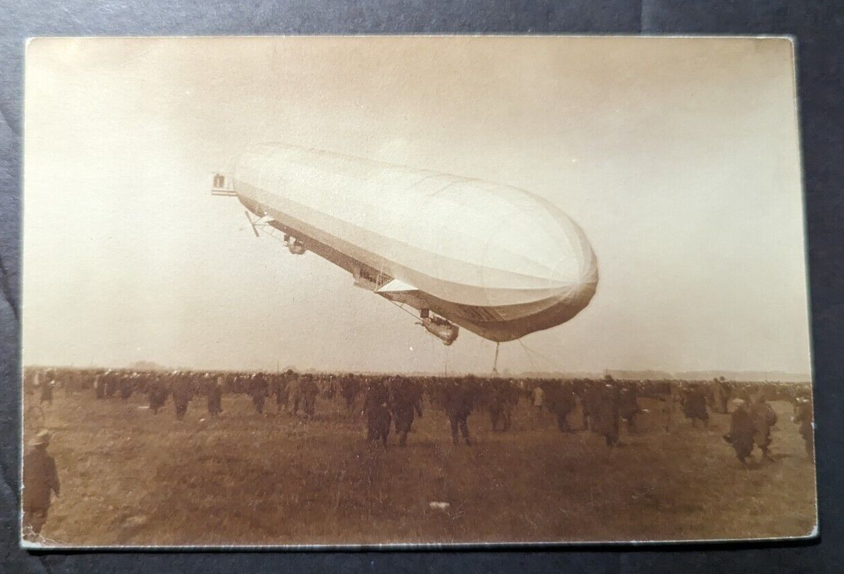 Mint Aviation RPPC Zeppelin Postcard Landing