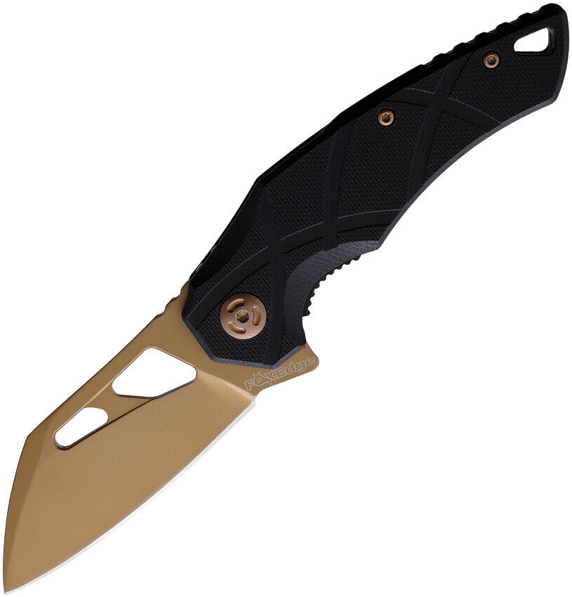 Fox Edge Atrax Pocket Knife Linerlock Black G10 Folding Bronze 8Cr13 Blade