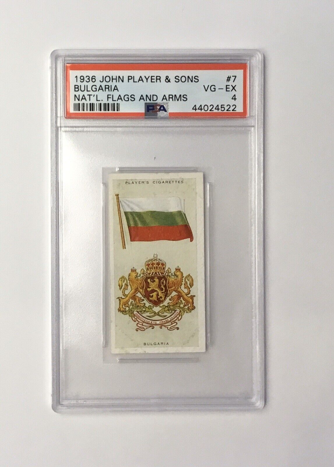 1936 John Player & Sons Bulgaria Nat’l Flags & Arms #7 PSA 4 POP 1 None Higher
