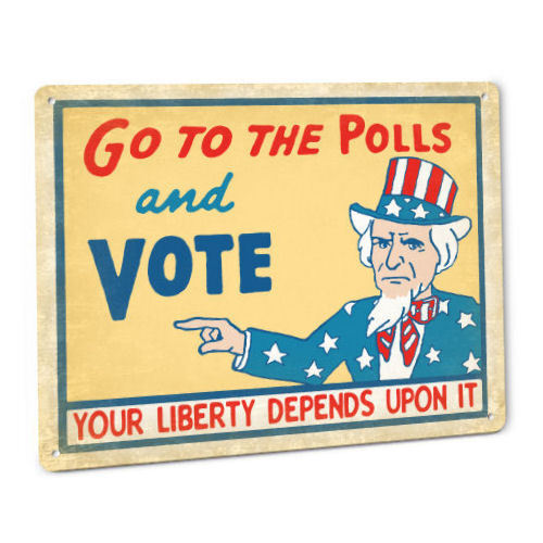 UNCLE SAM LIBERTY SIGN Vote election polls Vintage Style American Constitution