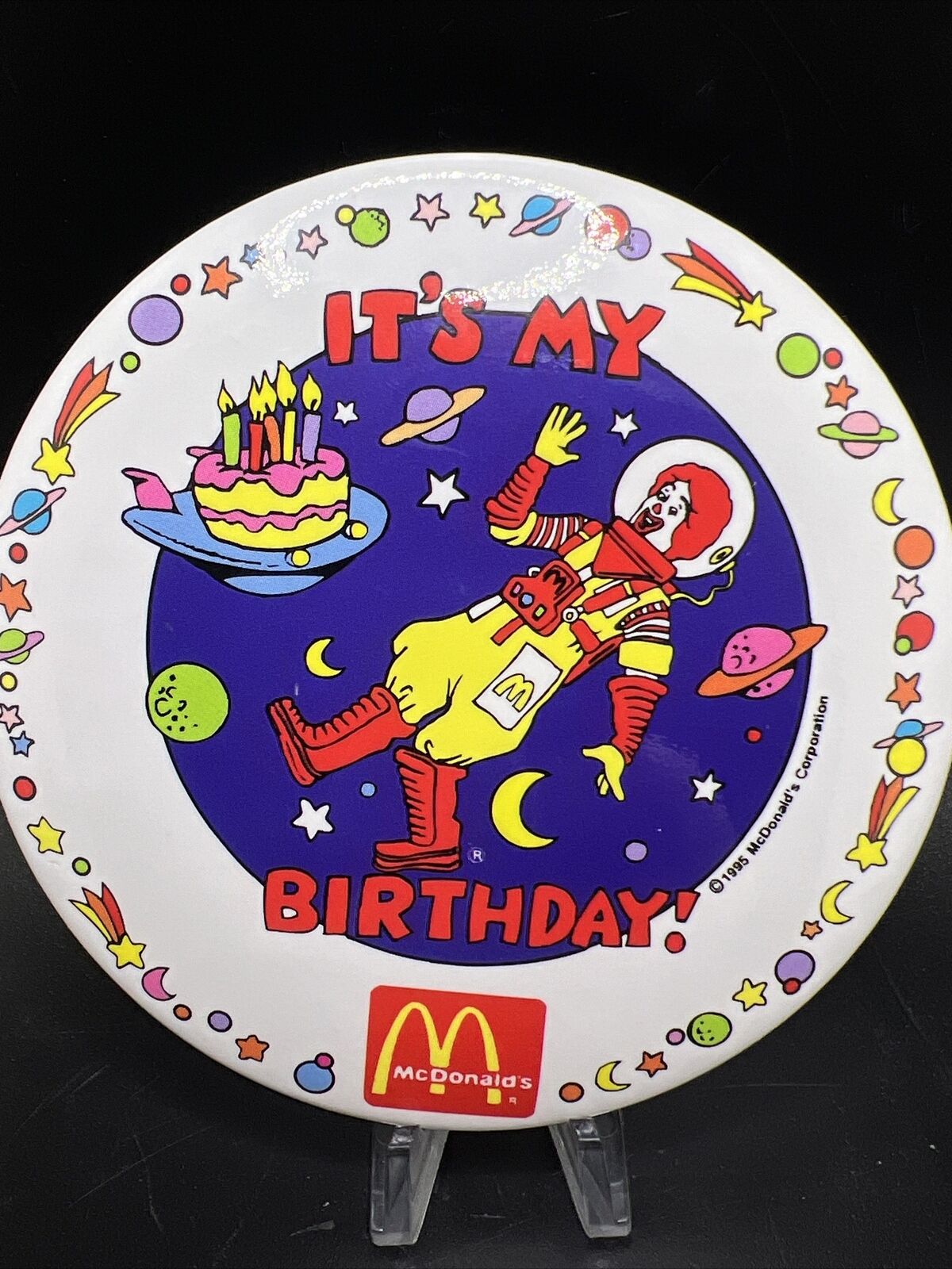 1995 McDonald\'s Restaurants Happy Birthday  Button Pin Its My Birthday Large 4\