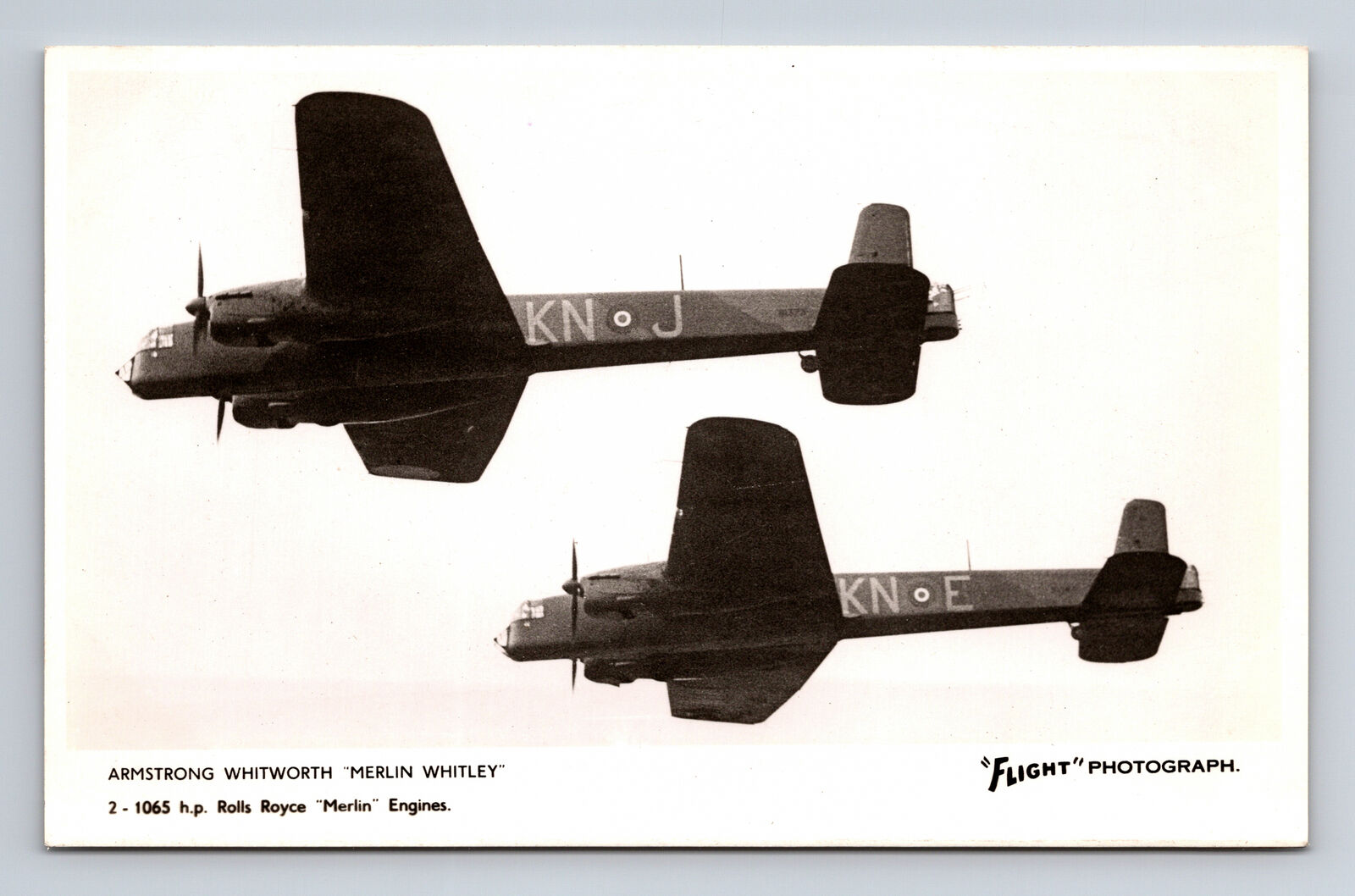 RPPC RAF AW.38 Merlin Whitley Heavy Bomber FLIGHT Photograph Postcard