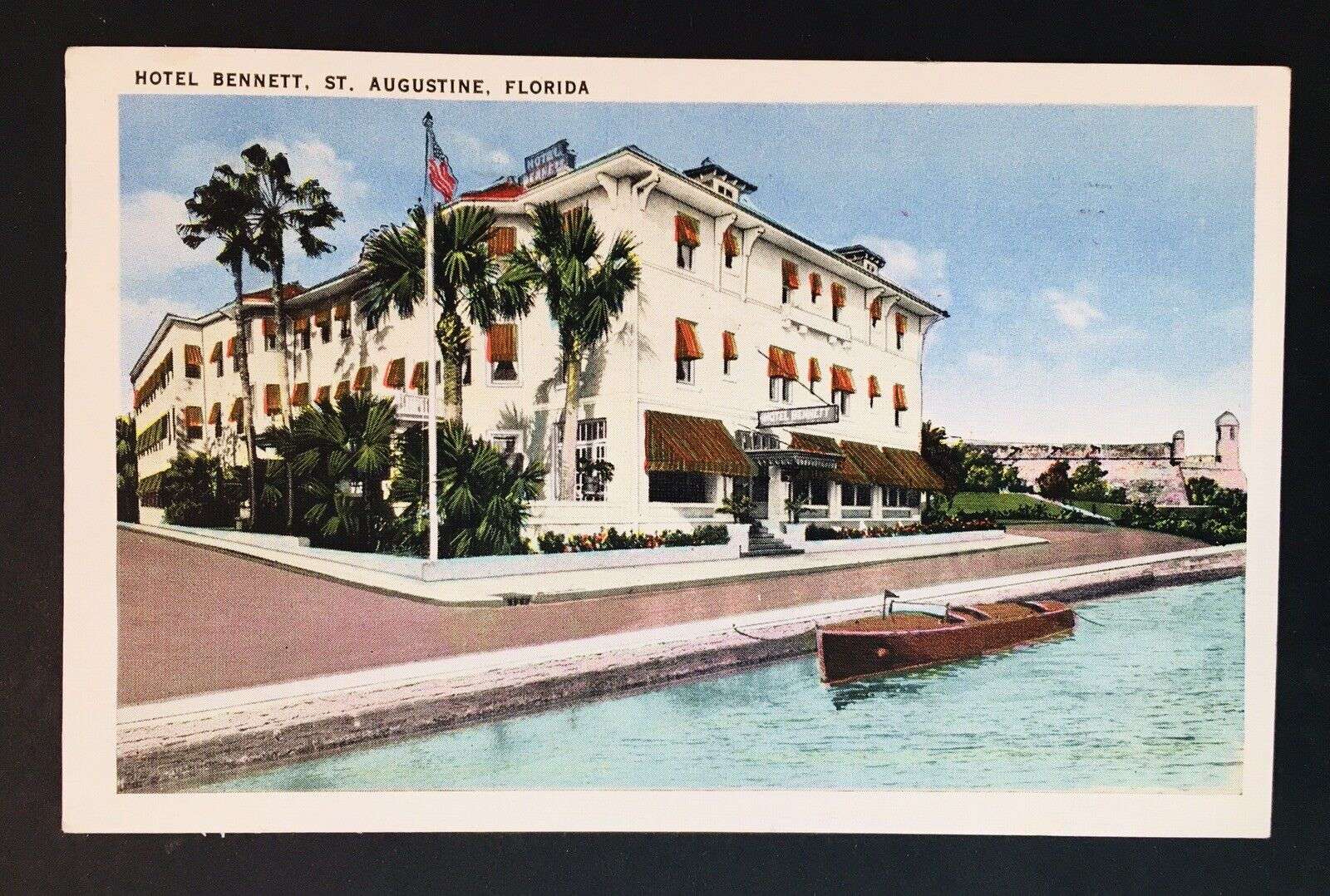 Hotel Bennett St Augustine Florida FL Linen Postcard VTG Tichnor Posted 1936