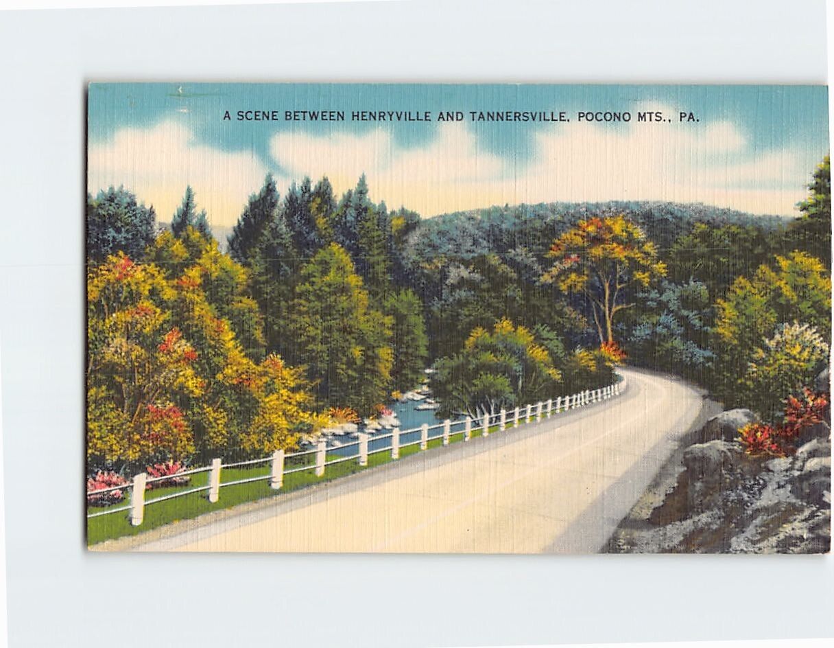 Postcard Scene between Henryville & Tannersvile Pocono Mountains Pennsylvania