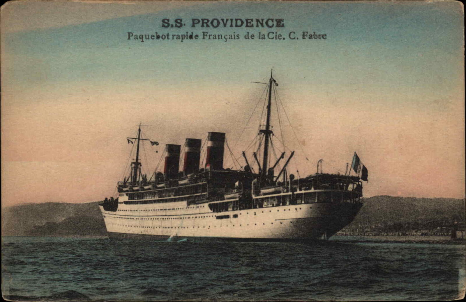 Steamer Steamship Ship S.S. Providence Paquebot Francais c1910 Vintage Postcard