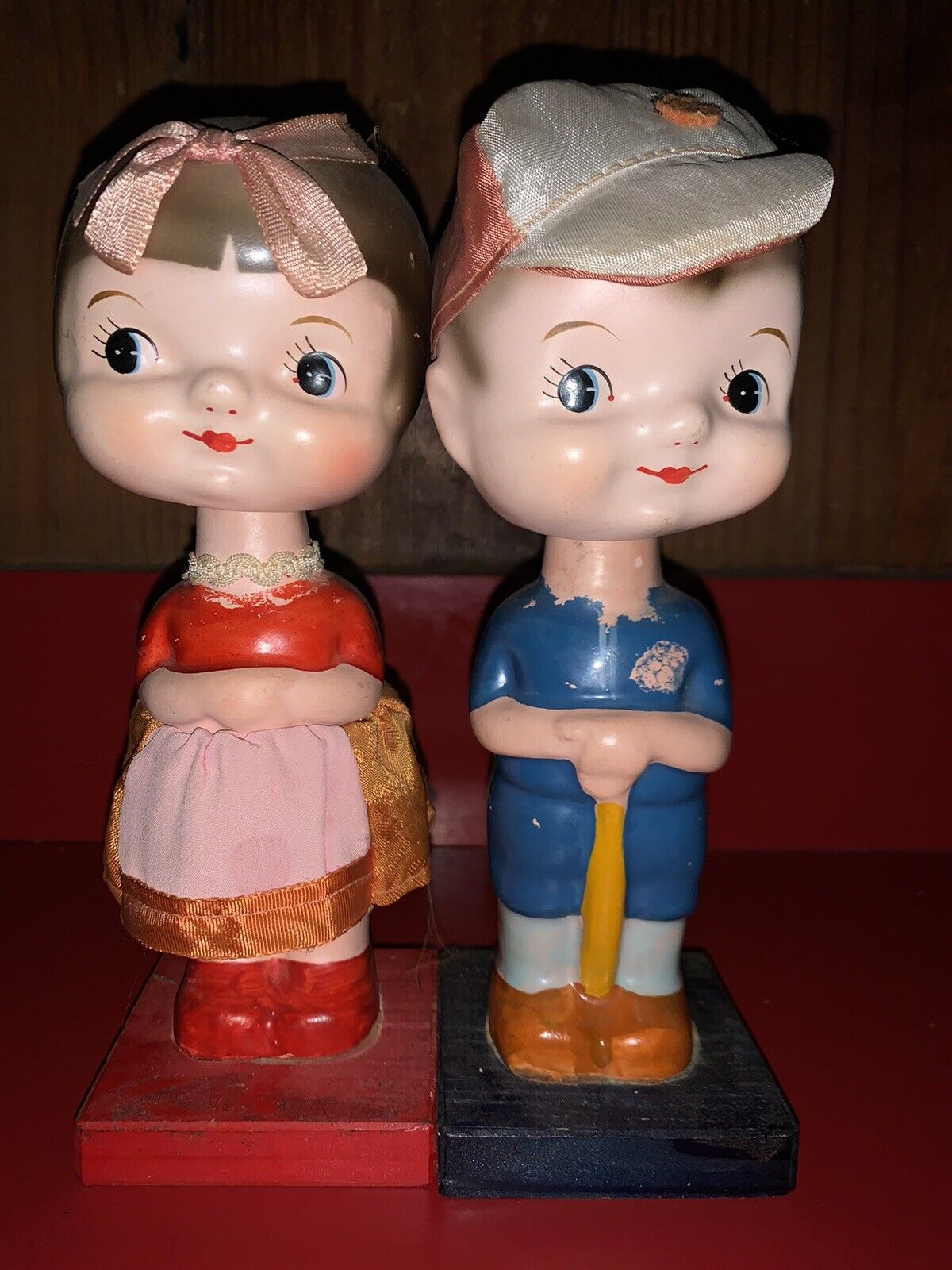 Vintage 8” Pair Of Bobbleheads Boy And Girl