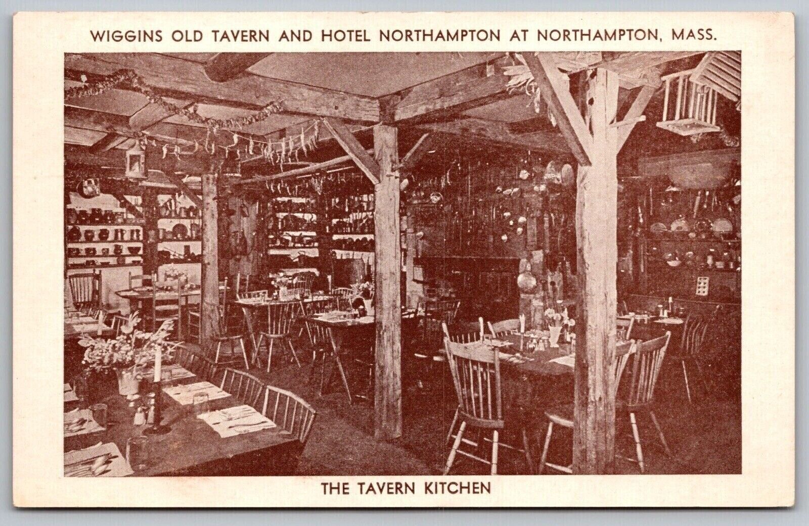 Wiggins Old Tavern Hotel Northampton Massachusetts Kitchen Interior VNG Postcard