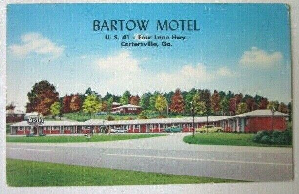 Cartersville Georgia 1950-60s Postcard Bartow Motel & Restaurant - A-6
