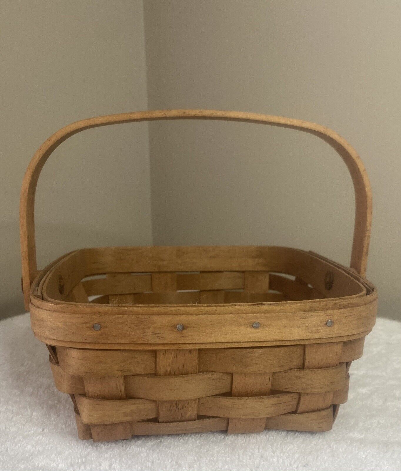LONGABERGER SMALL Square BERRY BASKET W/ Swing Handle Signed And Dated 2003