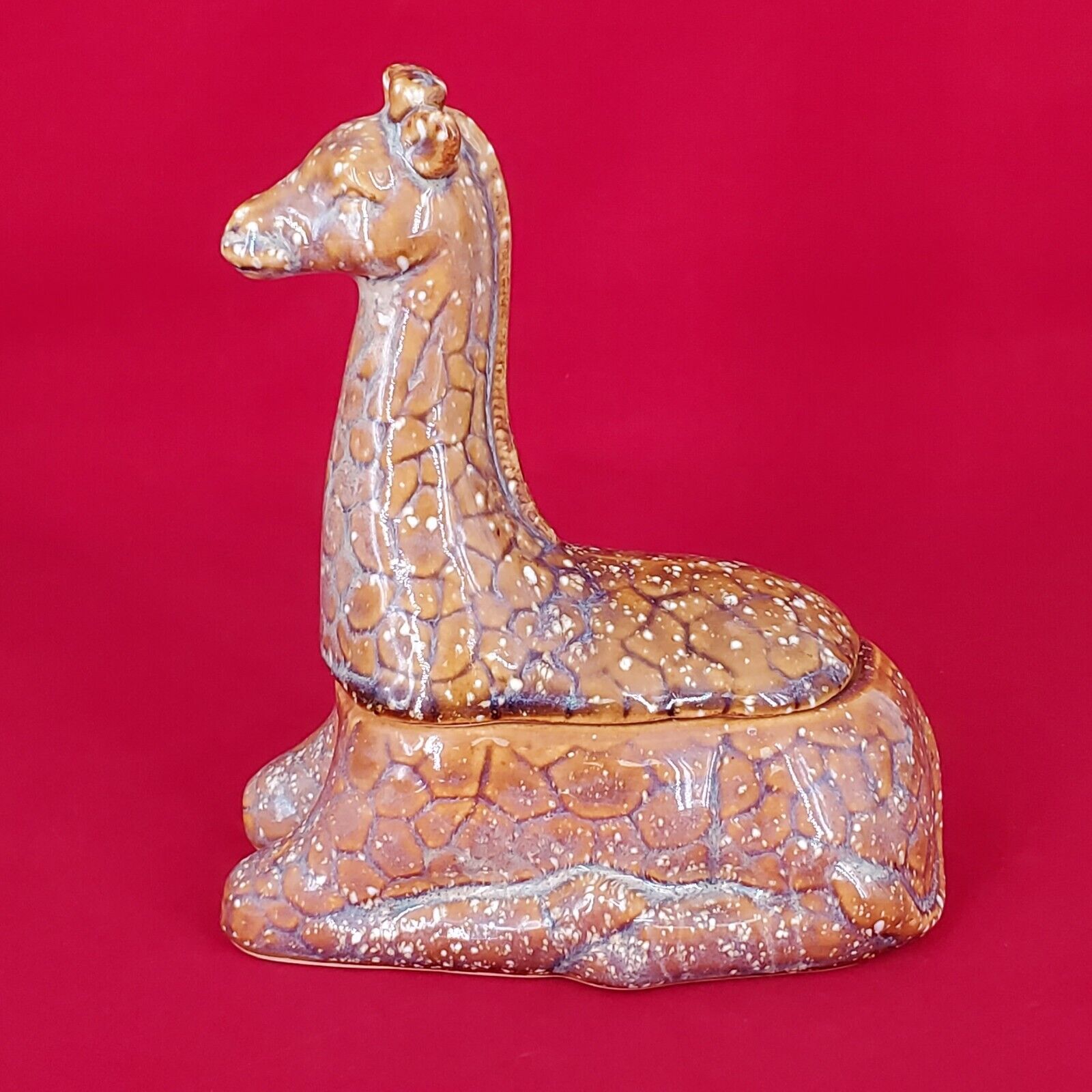 Beautiful Vintage Pier 1 Ceramic Giraffe Jewelry Trinket Box 7\