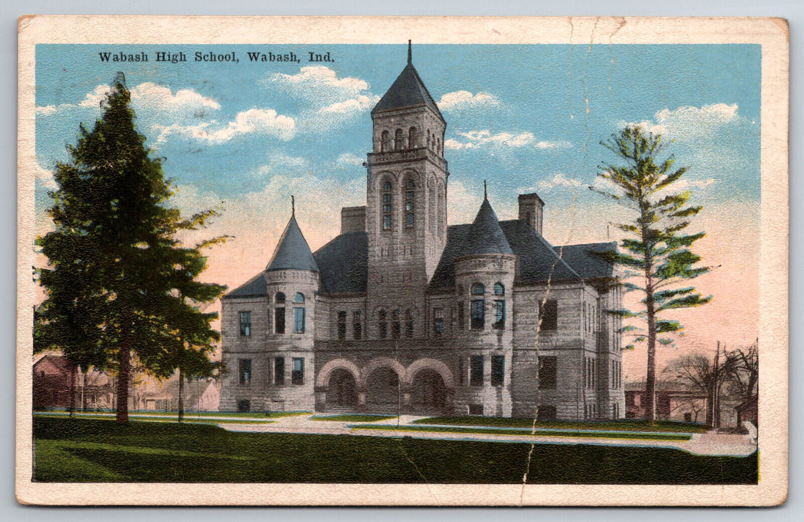 Vintage Postcard IN Wabash High School c1922 White Border ~7472