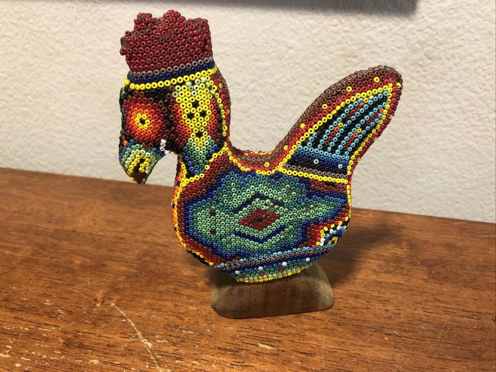 Vintage Huichol Rooster Handmade Huichol Beadwork Mexican Art Collectible