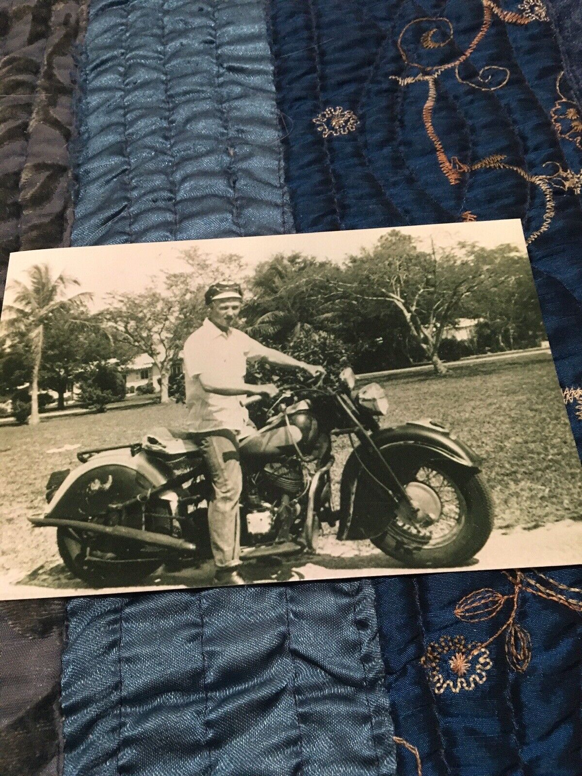 Made Copies of Cool Photo Man on Vintage Motorcycle Photo 4x6 Black And White.