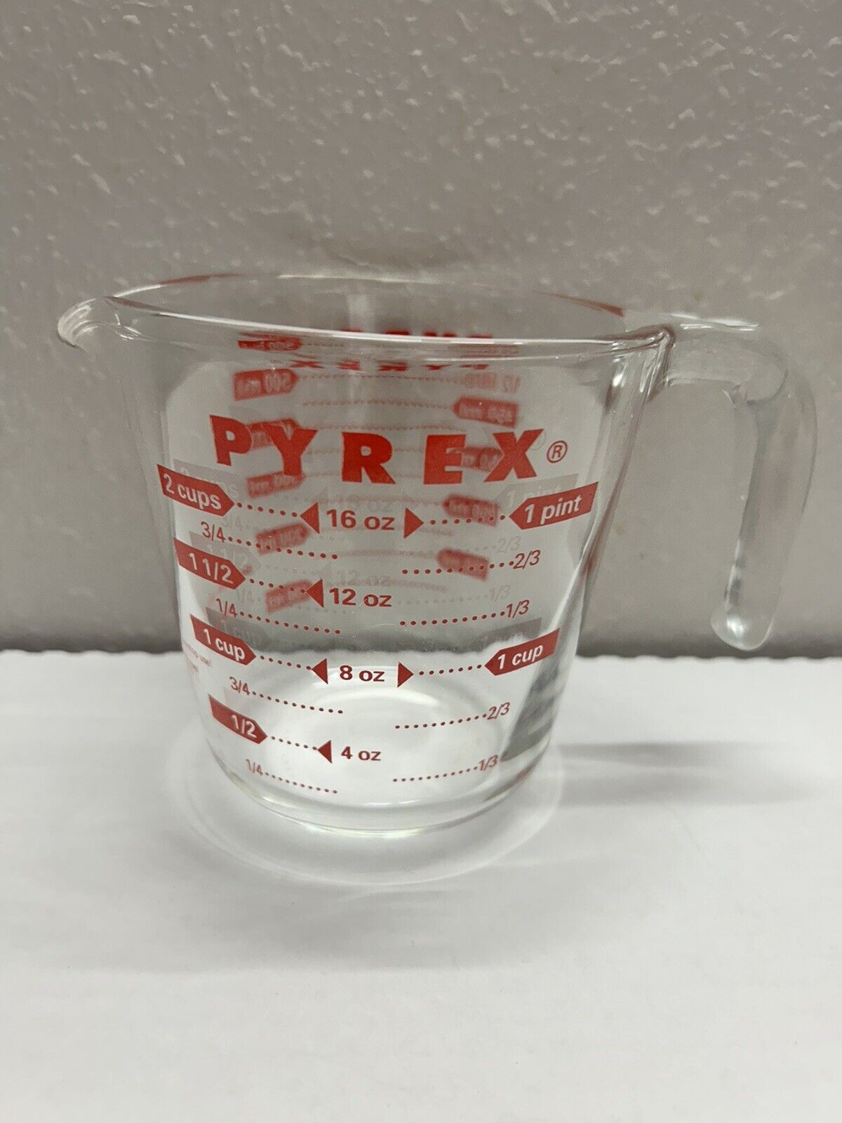 Vintage Pyrex J Handle 2 Cup 16 Oz. 1 Pint Measuring Cup Made In USA Corning