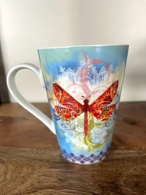 Large Konitz Germany Artist Butterfly Flower Coffee Mug Tea Cup Dragonfly