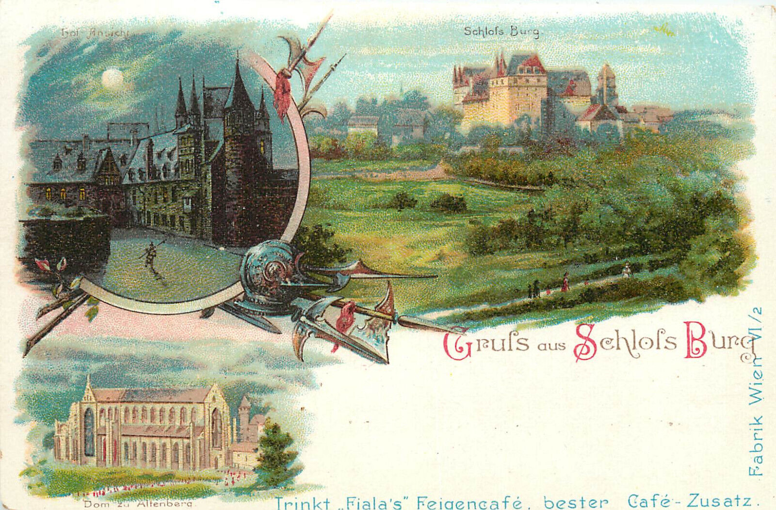 Postcard Trink Fialas Feigencafe Cafe zusatz Gruss Aus Schsols Burg Schlossburg