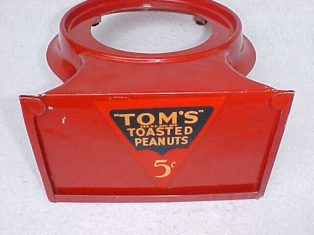 Rare Vintage Tom's Peanut 1930s jar & Metal 5c Jar Stand, Lance Planter's Store