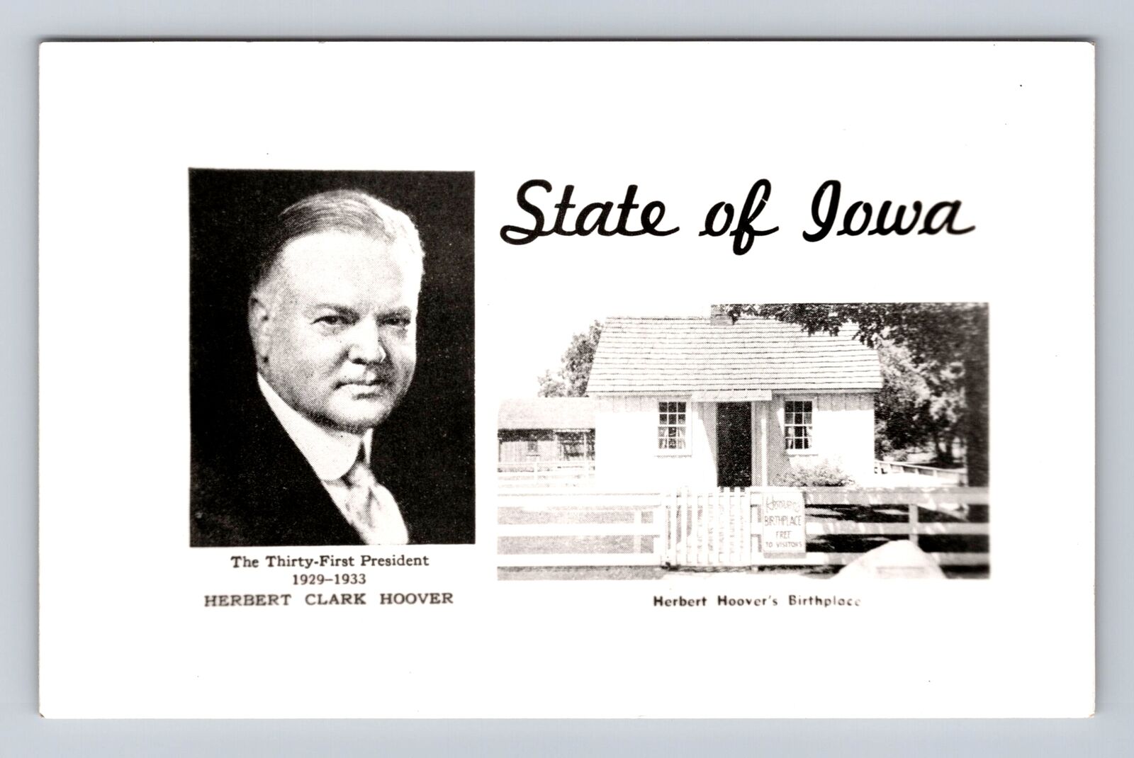 Herbert Hoover, President, Portrait, Antique Vintage Souvenir Postcard