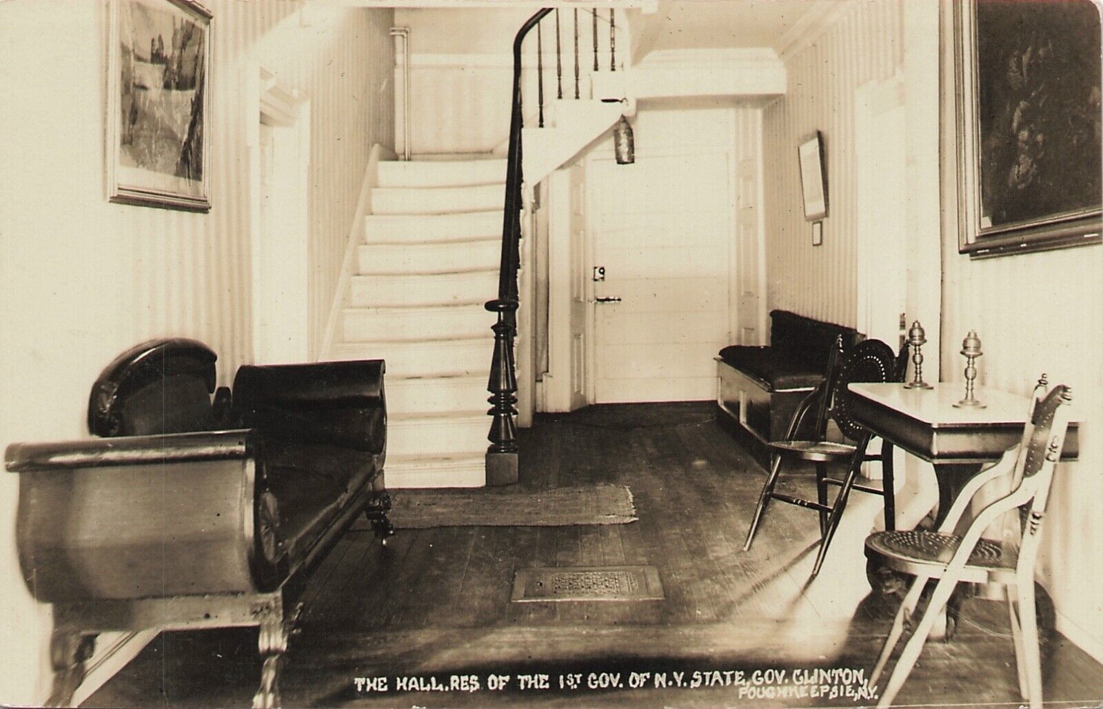 New York State Governor Clinton House Hall Poughkeepsie 1910 AZO RPPC Postcard