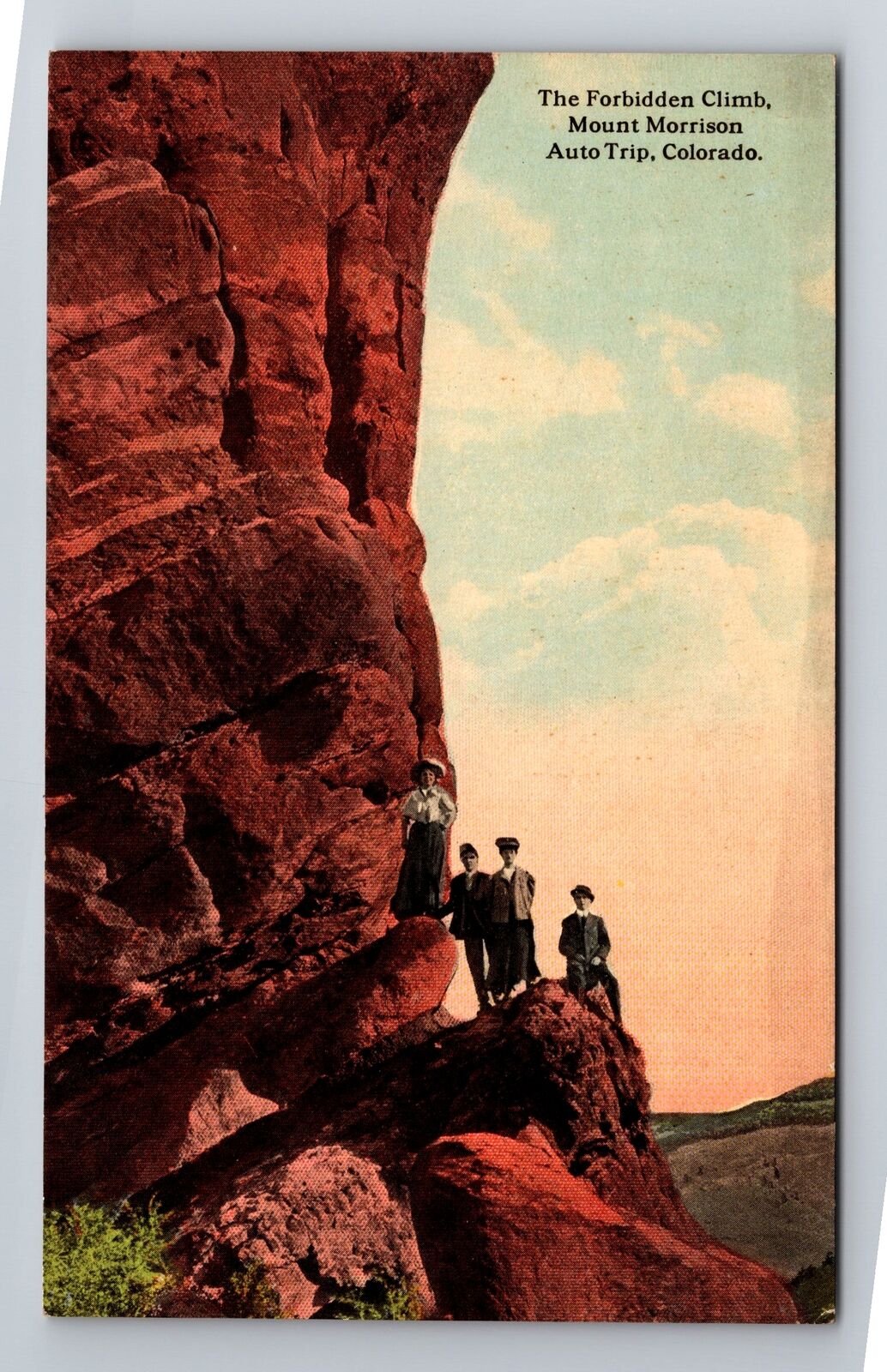 Mount Morrison, CO-Colorado, The Forbidden Climb, Lady, Gents, Vintage Postcard