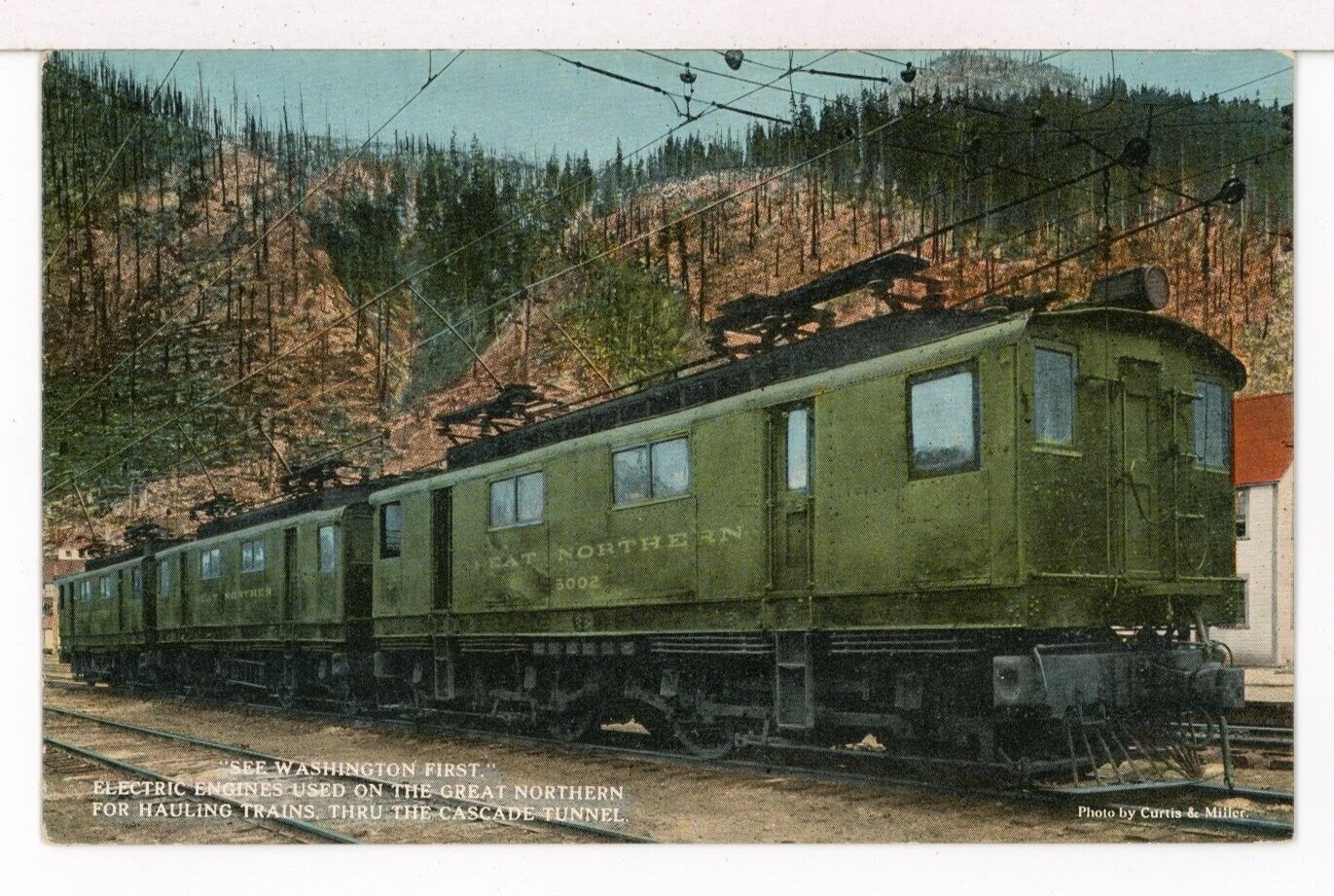 3 GREAT NORTHERN N/A Class Boxcab Electrics, 1st Cascade Tunnel 1909-15 Postcard