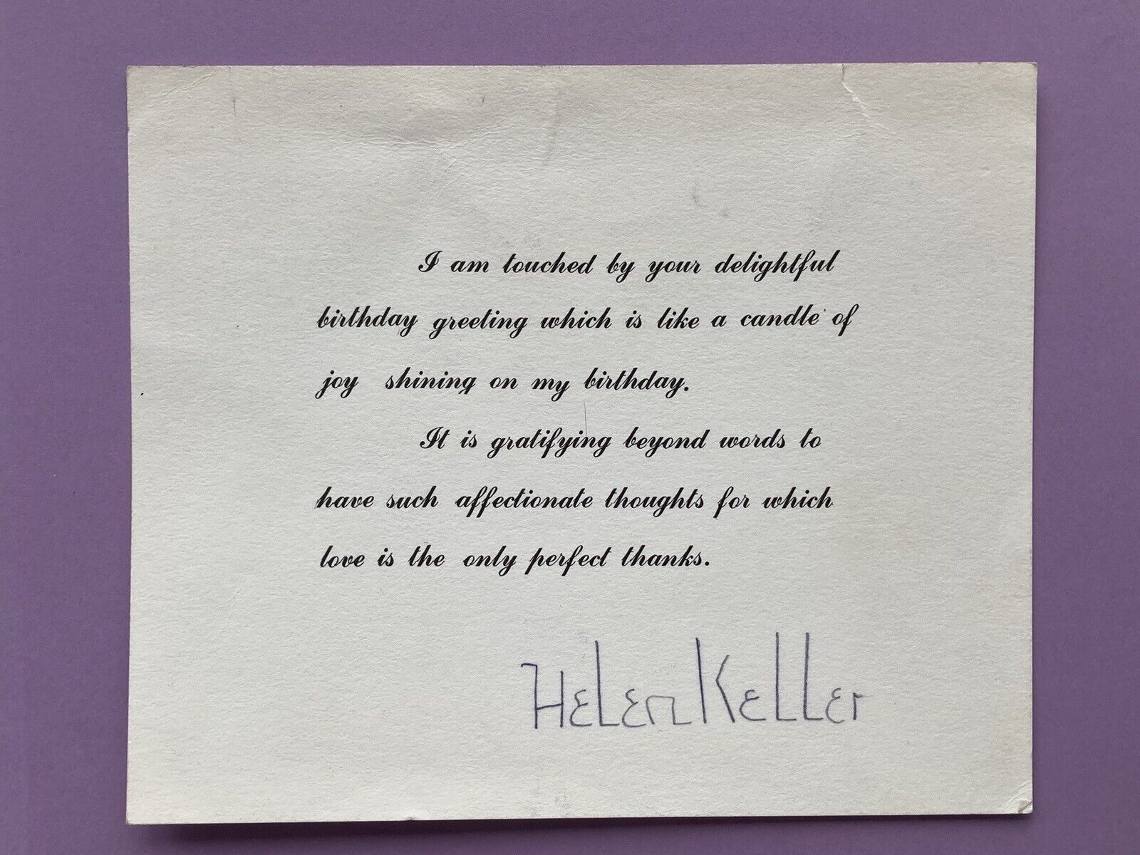 Original Helen Keller Signed Autograph on Card - 6