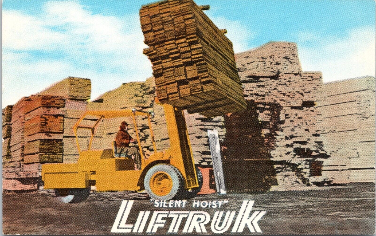 Silent Hoist Liftruk - Vintage Advertising Postcard - Forklift - Construction