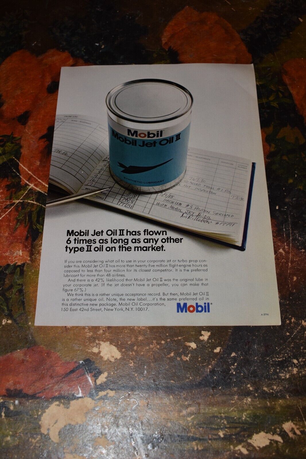 Vintage 1968 Mobil Jet Oil II Print Ad.