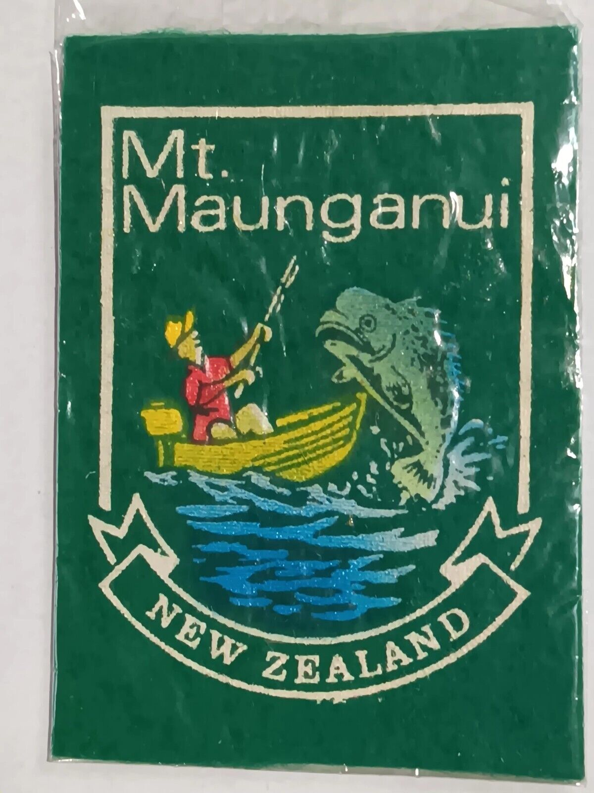 Mt. Maunganui New Zealand Vintage Printed Felt Square Patch Travel Souvenir New 