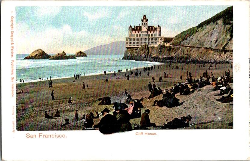 Postcard Cliff House & Beach San Francisco CA California c.1901-1907       J-698