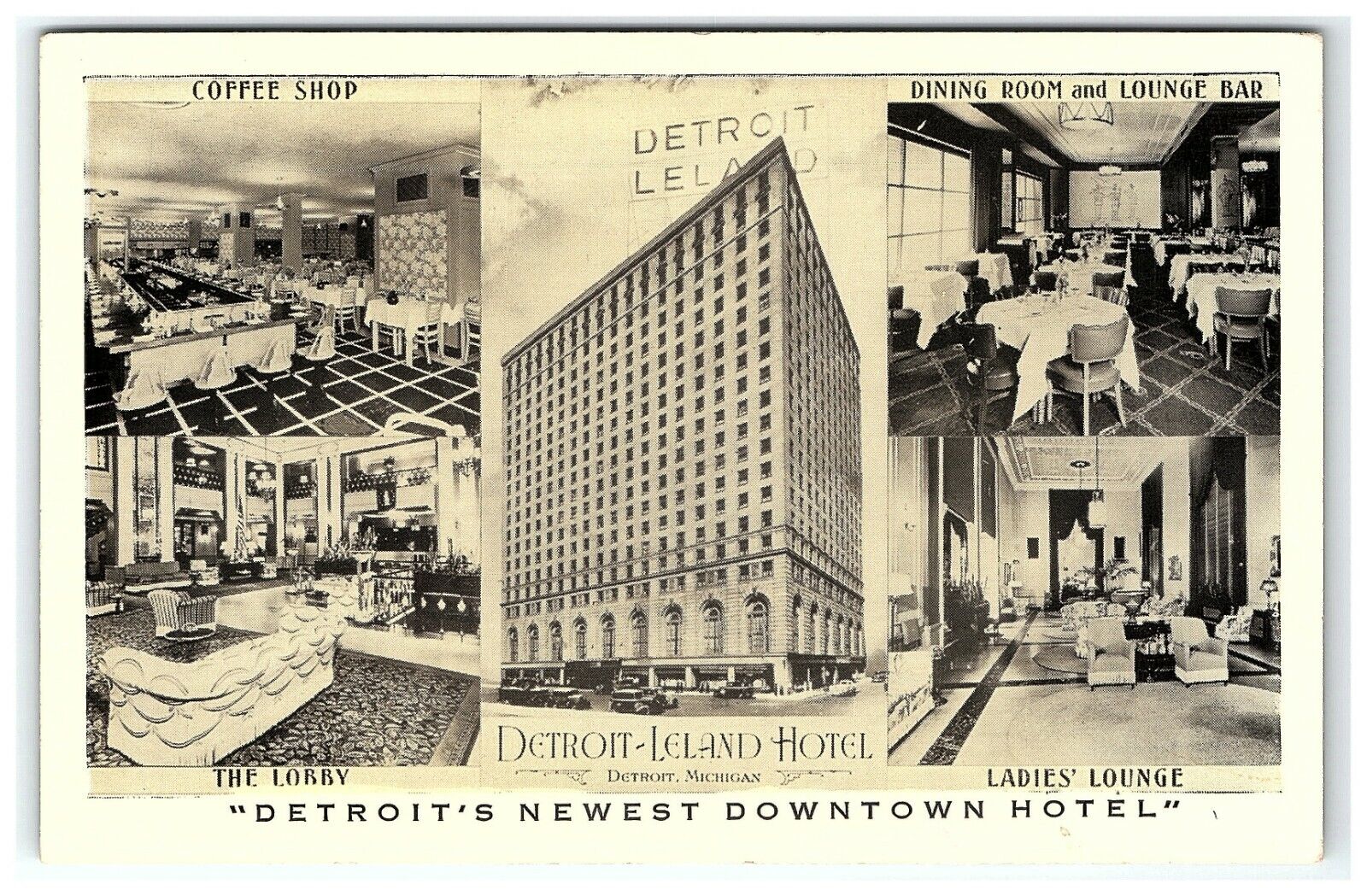 1940s Detroit Hotel Postcard Michigan Leland Mi Detroit-Leland Multi View 