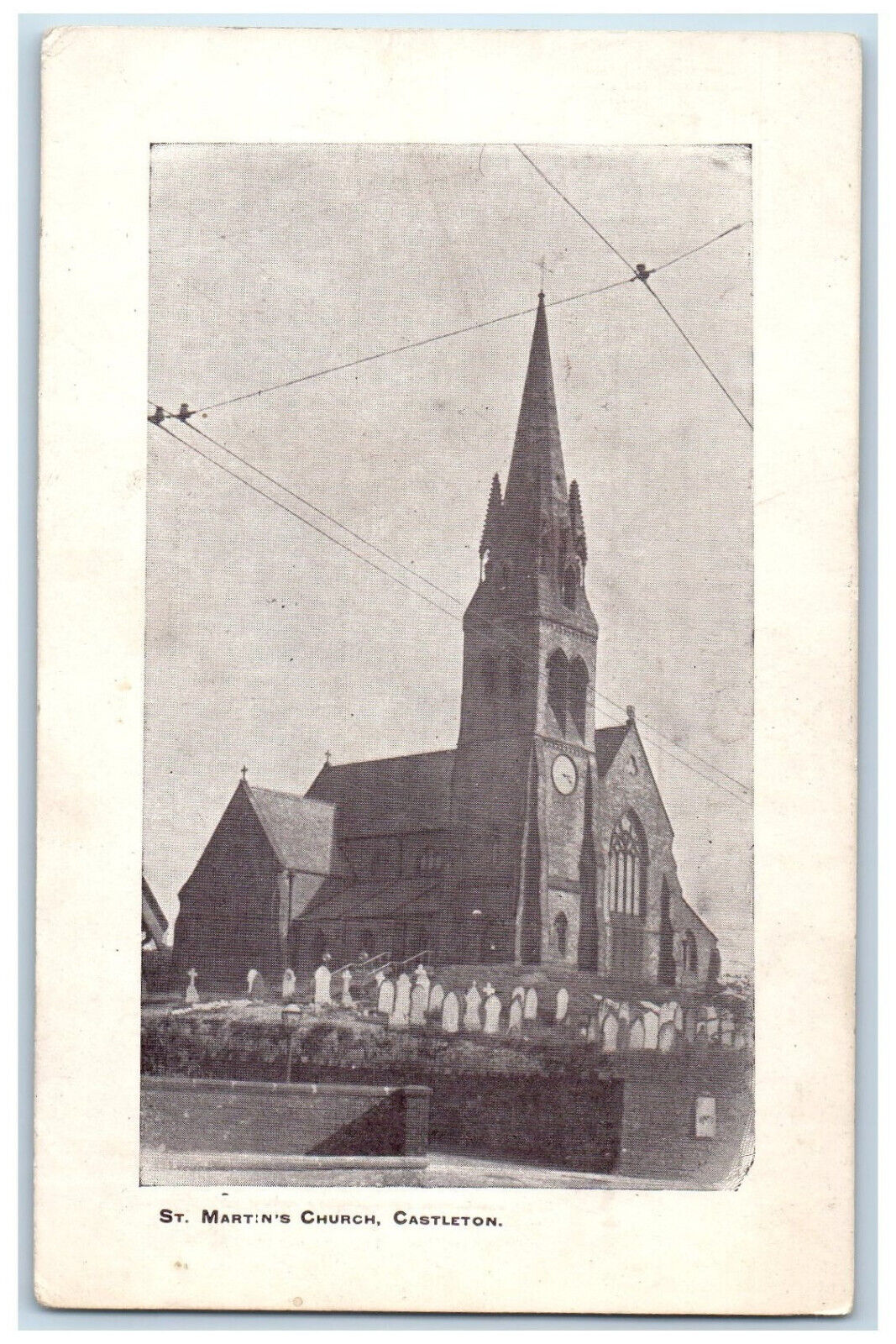 c1910 St. Martin\'s Church Castleton Rochdale England Antique Postcard