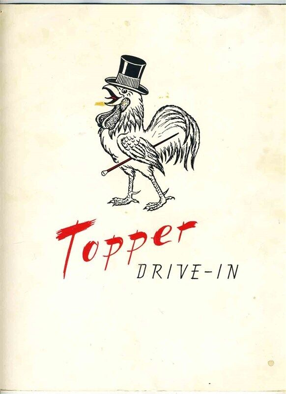 Topper Drive In Menu Topeka Kansas 1950\'s