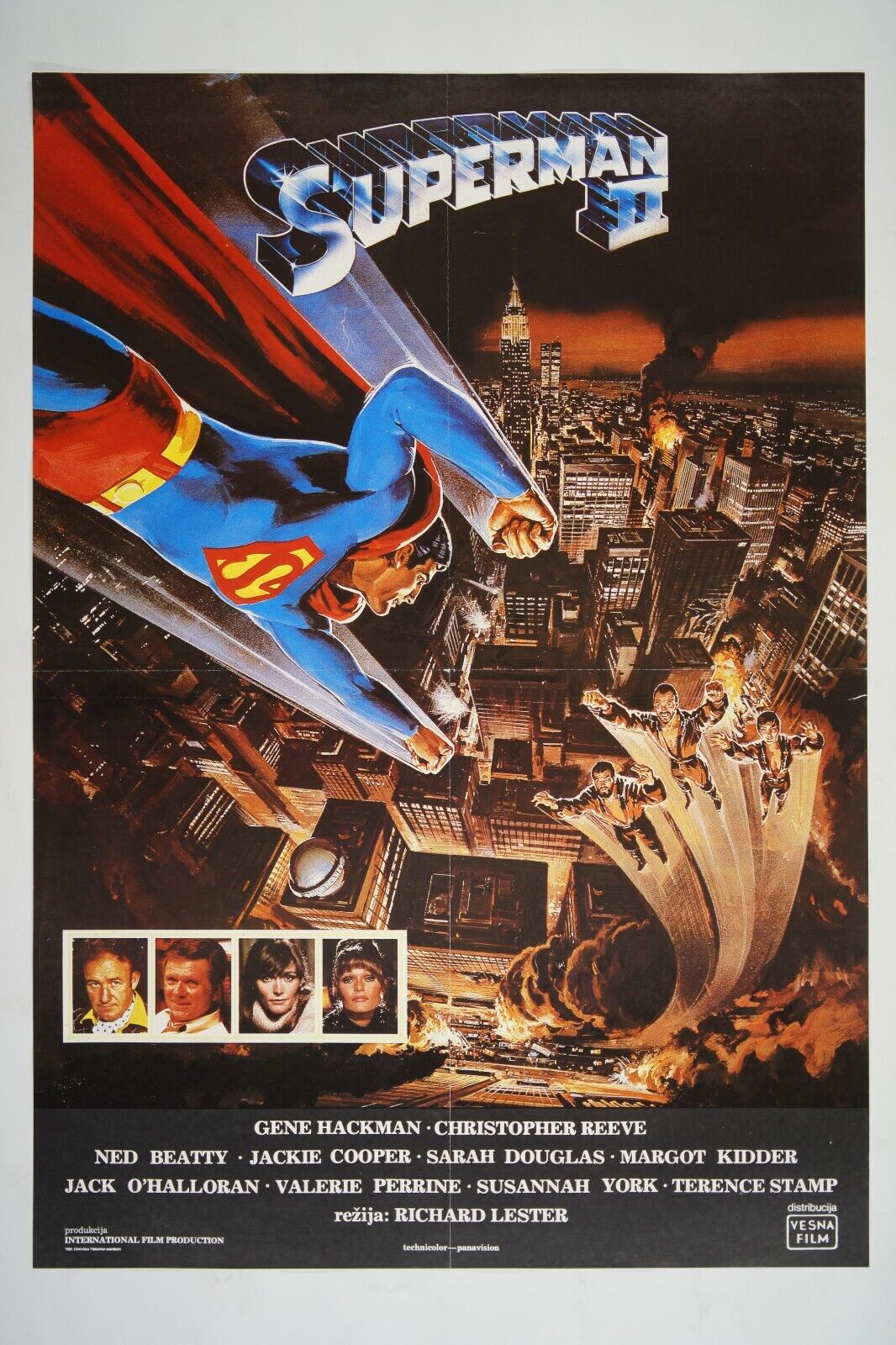 SUPERMAN II 2 Orig. exYU movie poster 1980 CHRISTOPHER REEVE GENE HACKMAN DONNER