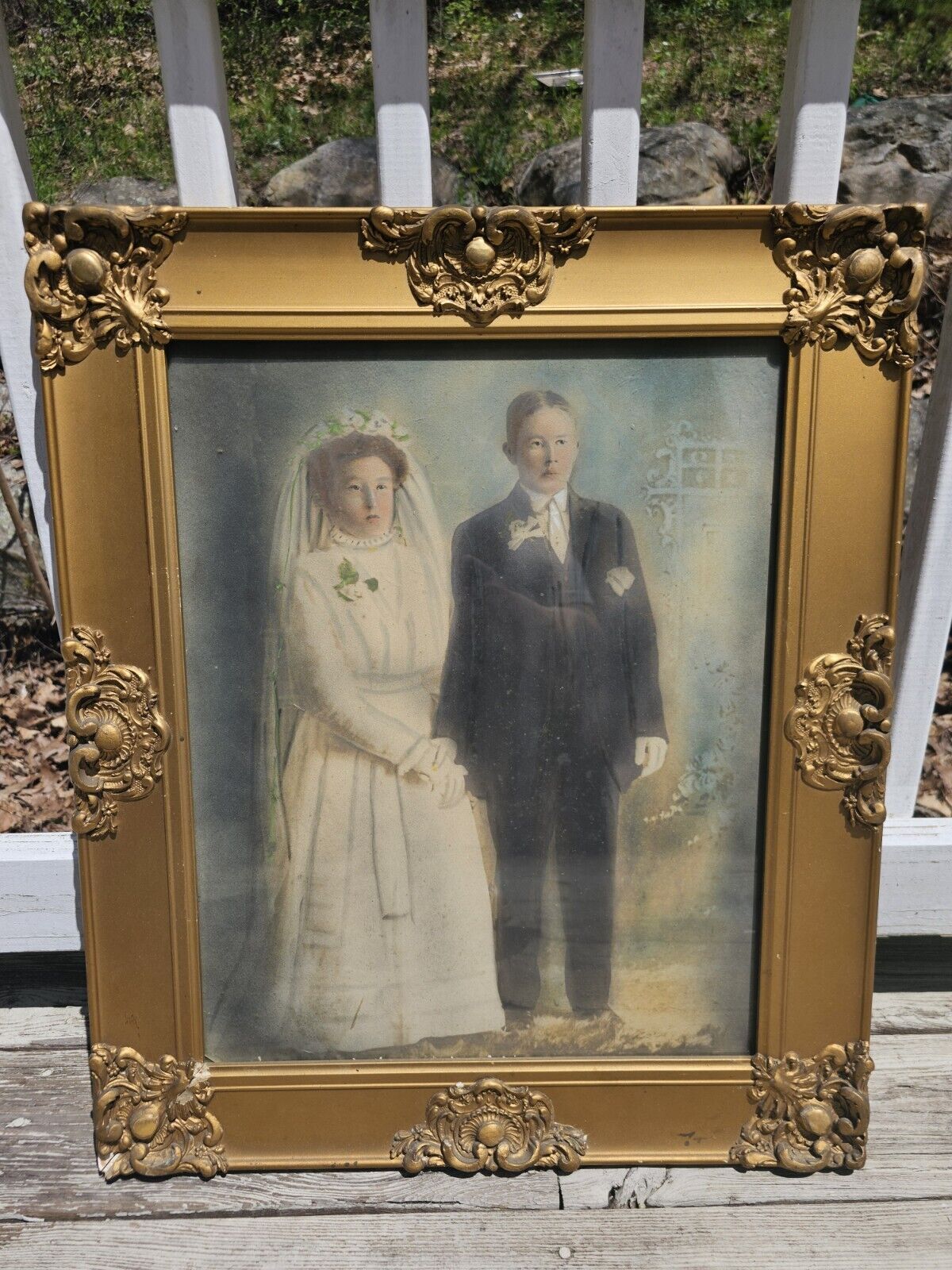 Antique Old 1800s Hand Colored Daguerreotype Bridal Bride Groom Wedding Haunted