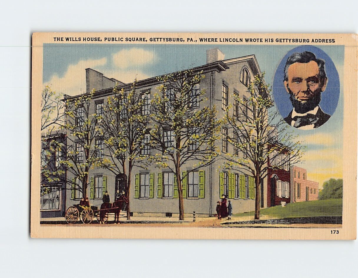 Postcard The Wills House Public Square Gettysburg Pennsylvania USA