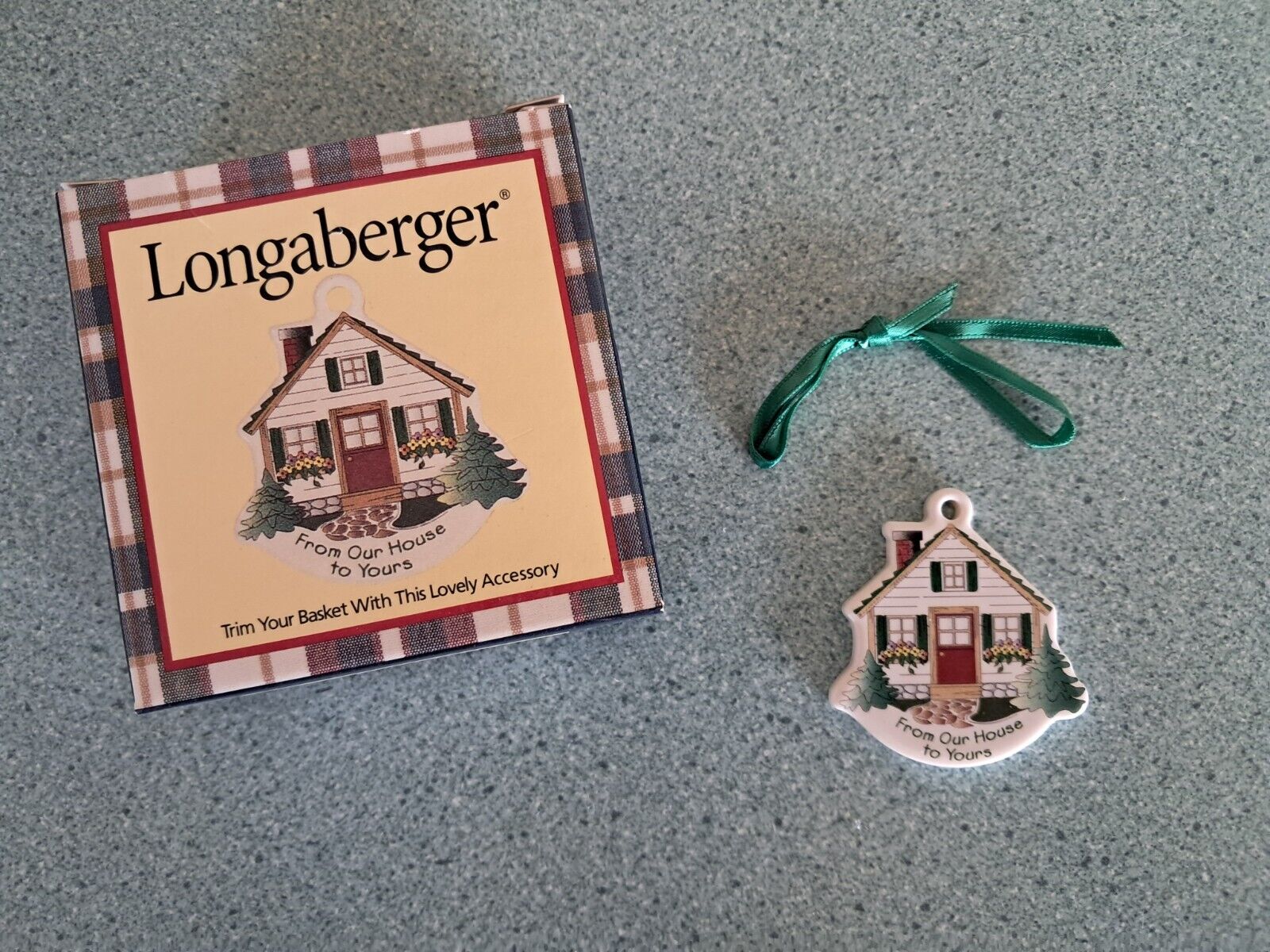 Longaberger From Our House to Yours tie-on with ribbon for your basket NEW