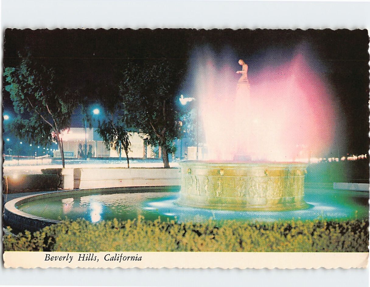 Postcard Beverly Hills Fountain Beverly Hills California USA