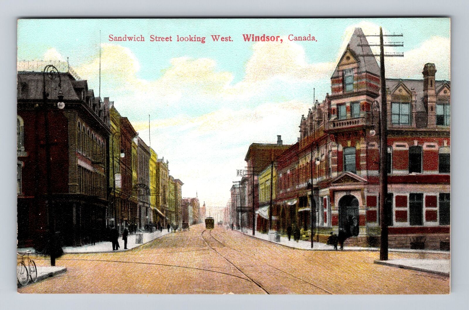 Windsor ON-Ontario Canada, Sandwich Street Looking West, Vintage Postcard