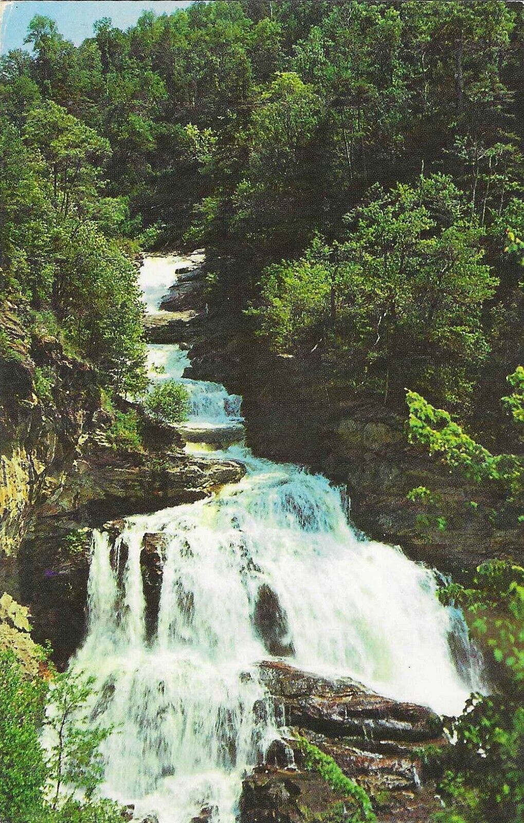 Vintage North Carolina Chrome Postcard Cullasaja Falls Franklin and Highlands