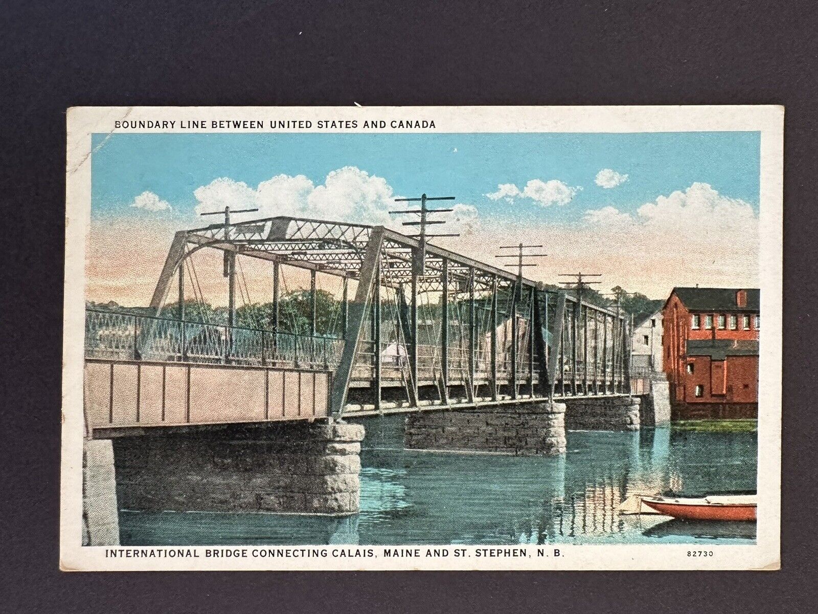 International Bridge Boundary Lines Between United States & Canada Postcard D174