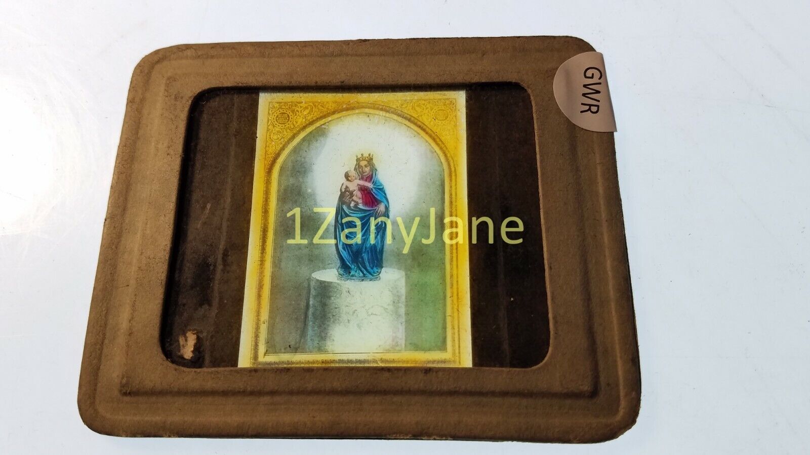 GWR Glass Magic Lantern Slide Photo STATUE OF MOTHER MARY AND THE CHRIST