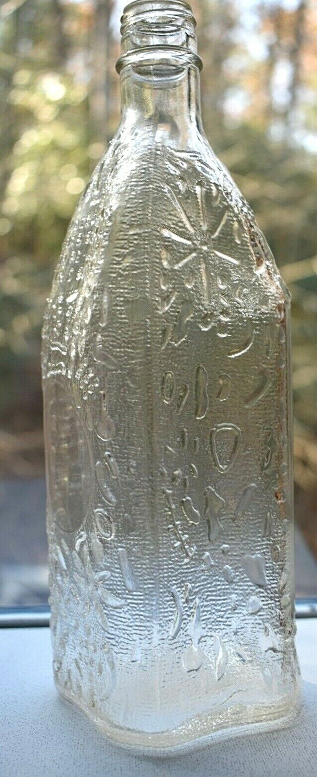 Vintage Seagram\'s Ancient Ornate Glass Liquor Bottle Dry Gin Pressed Glass Empty